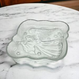 MIKASA Clear Glass Angel Trinket Dish 7” Holiday Candy Nut Bowl Christmas Sweets